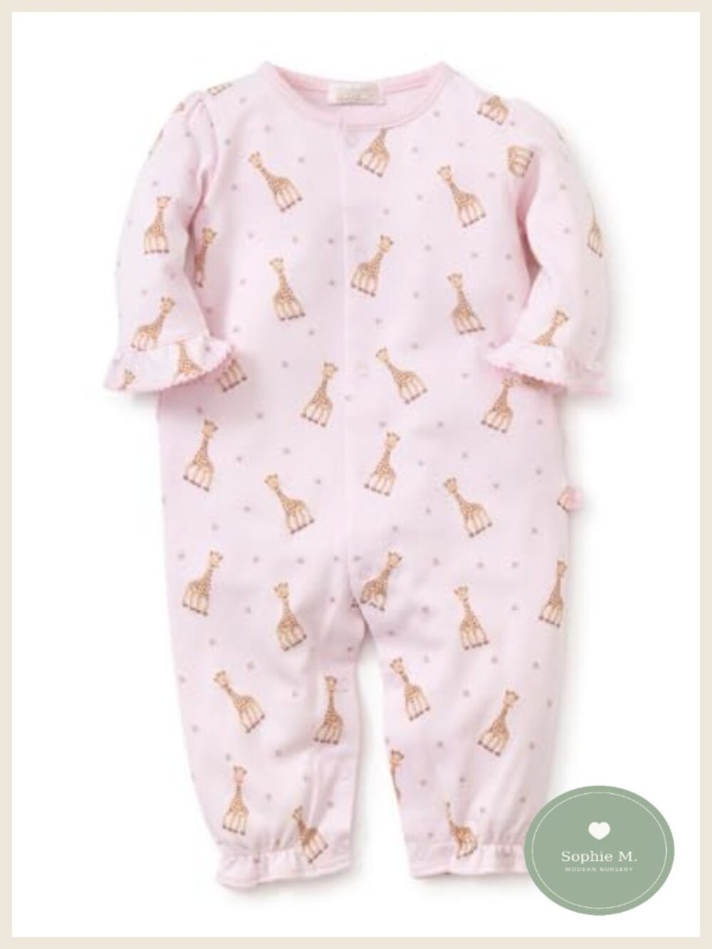 100% Pima Cotton Sophie La Girafe Print Playsuit Baby Romper